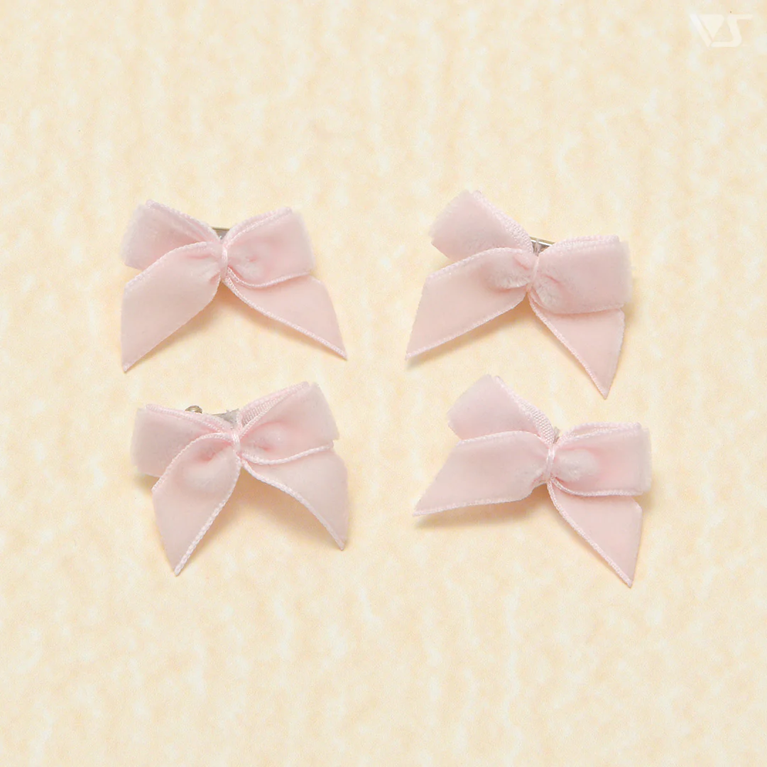 Mini Ribbon Clips (Velour / Pink)
