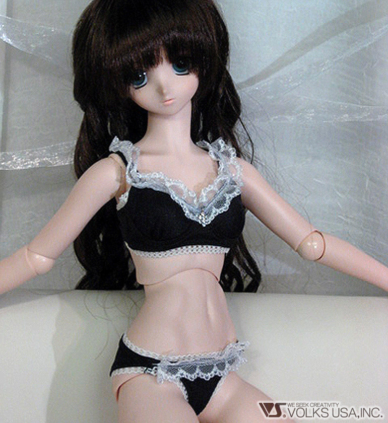 Black Wave Bra & Panties with Lace - Image 2