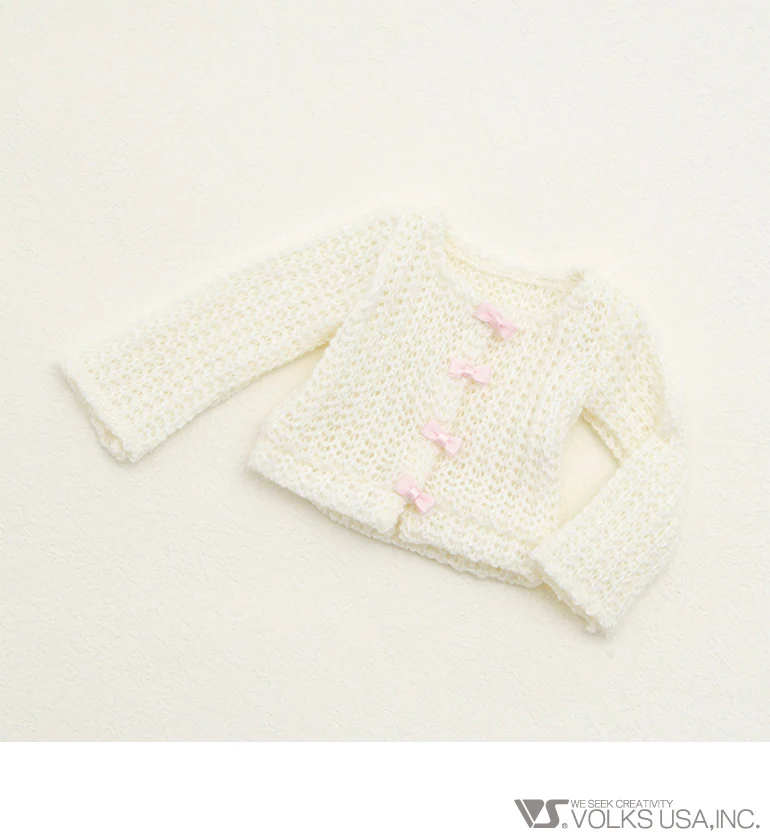 Cardigan / Mini (White / Bow Button) - Image 3