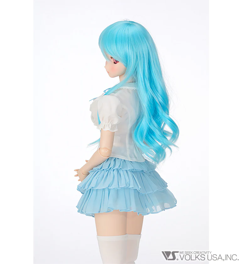 Ruffle Blouse Set (White / Blue) - Image 3
