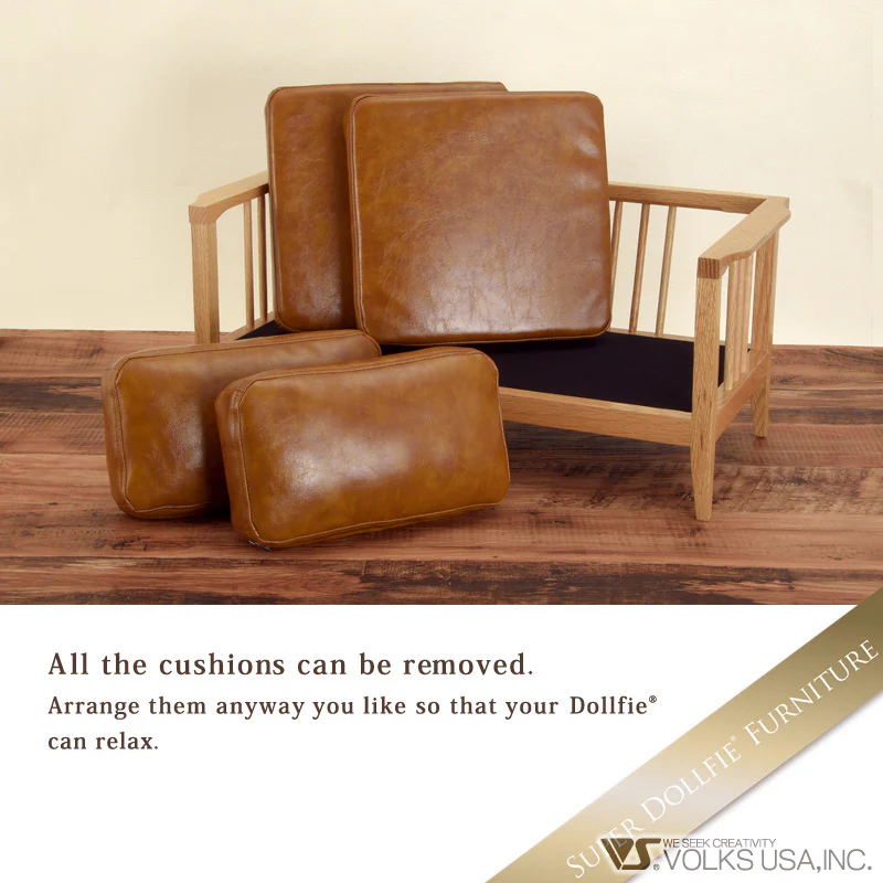 Wood Frame Sofa (Synthetic Oil Leather / Camel) - Image 3