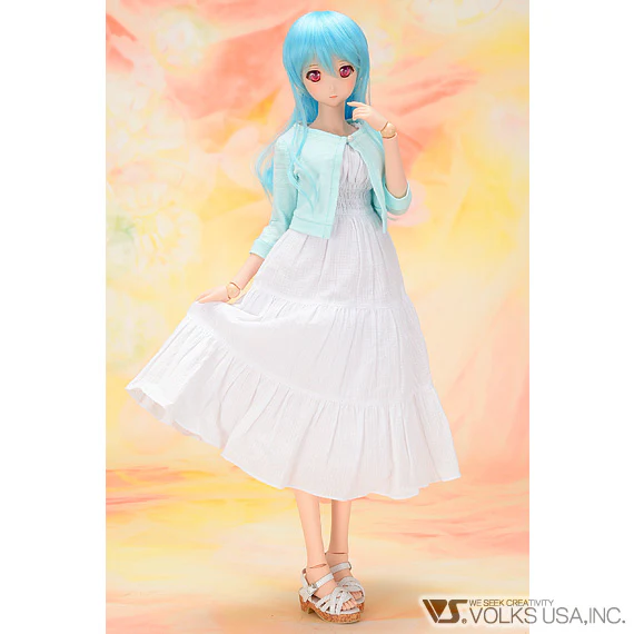 White Dress & Blue Cardigan Set - Image 2