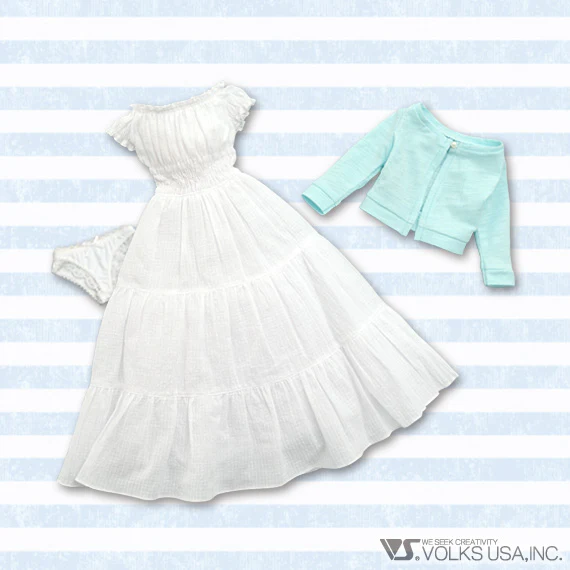 White Dress & Blue Cardigan Set - Image 4