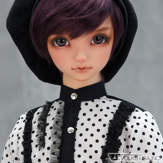 BLACK Polka Dot Shirt & Beret Set