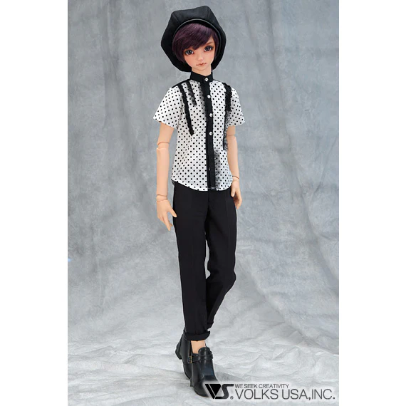 BLACK Polka Dot Shirt & Beret Set - Image 2