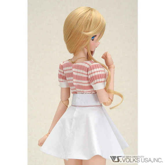Pink Striped Top & White Skirt Set - Image 3