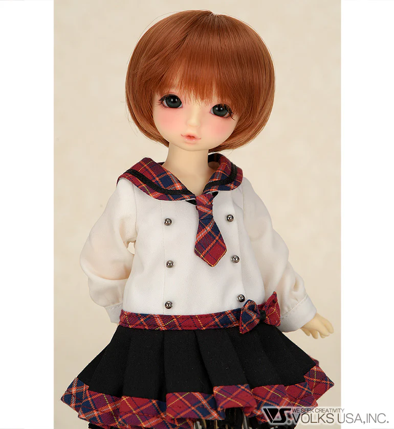 Fluffy Black Cat Ear Dress (Red Plaid) - Image 3