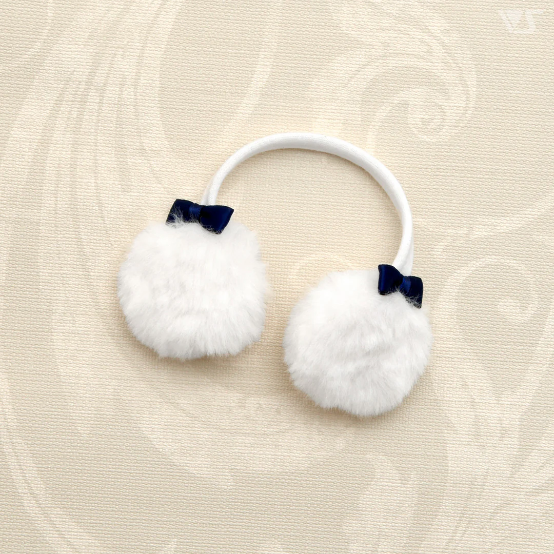 Synthetic Fur Ear Warmers (Navy Ribbon) / Mini