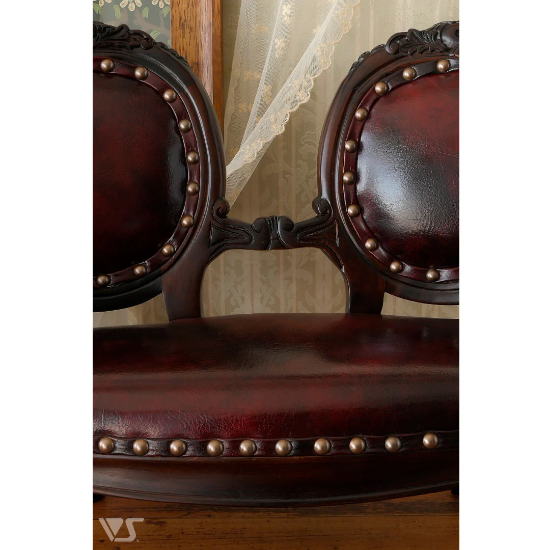Cameo Back Settee (Burgundy) - Image 5