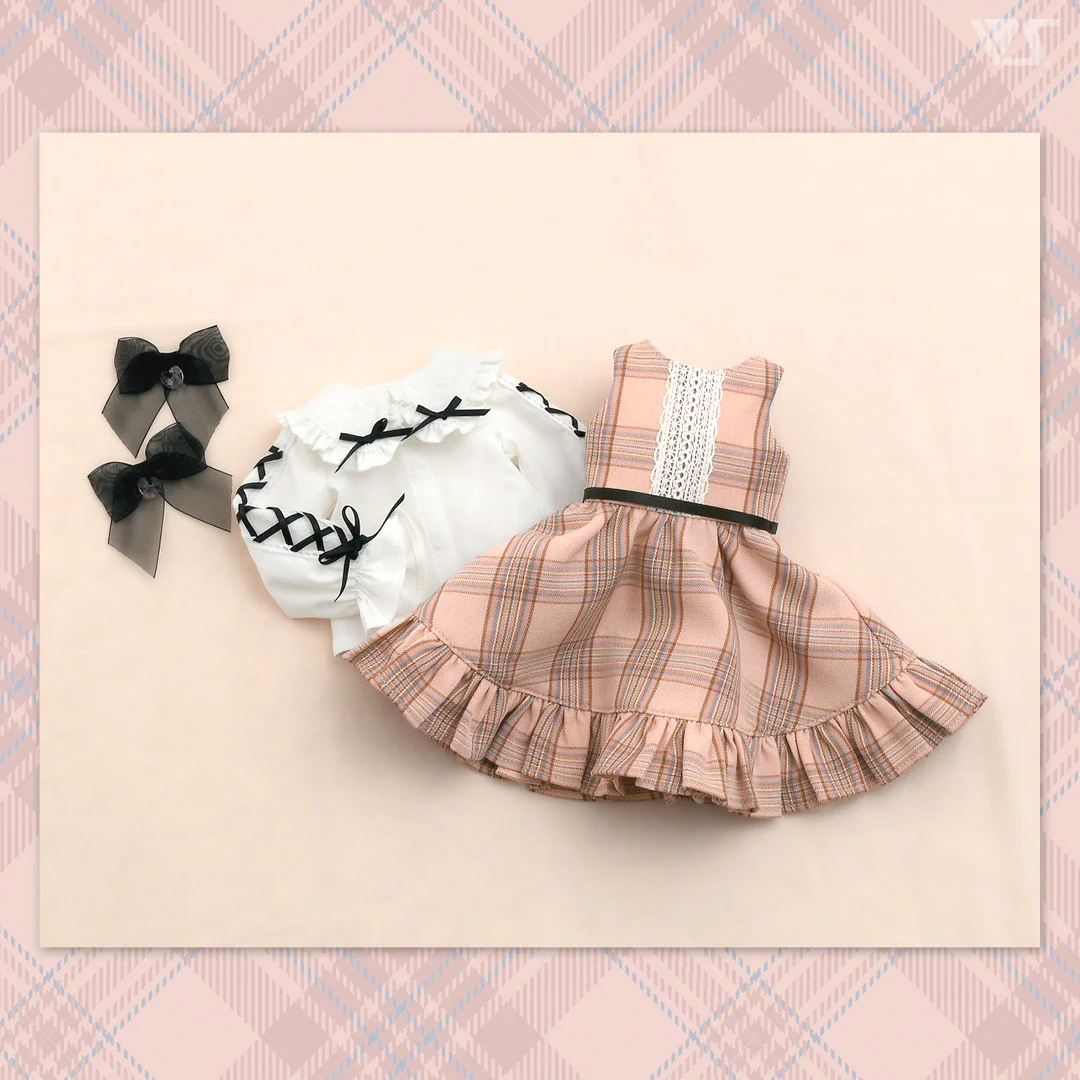 Plaid Jumper Dress Set / Mini (Pink) - Image 6