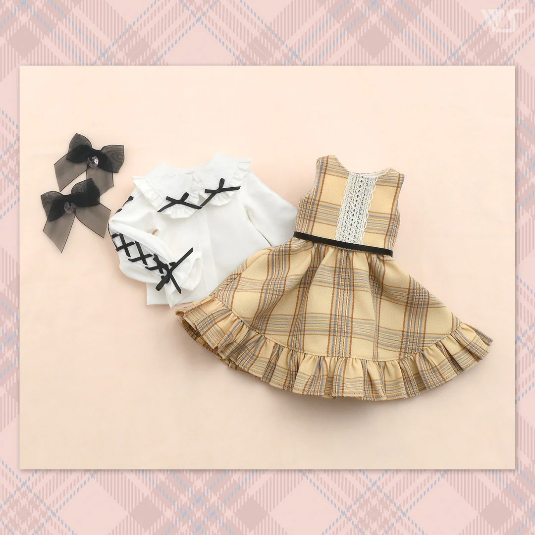 Plaid Jumper Dress Set / Mini (Ivory) - Image 6