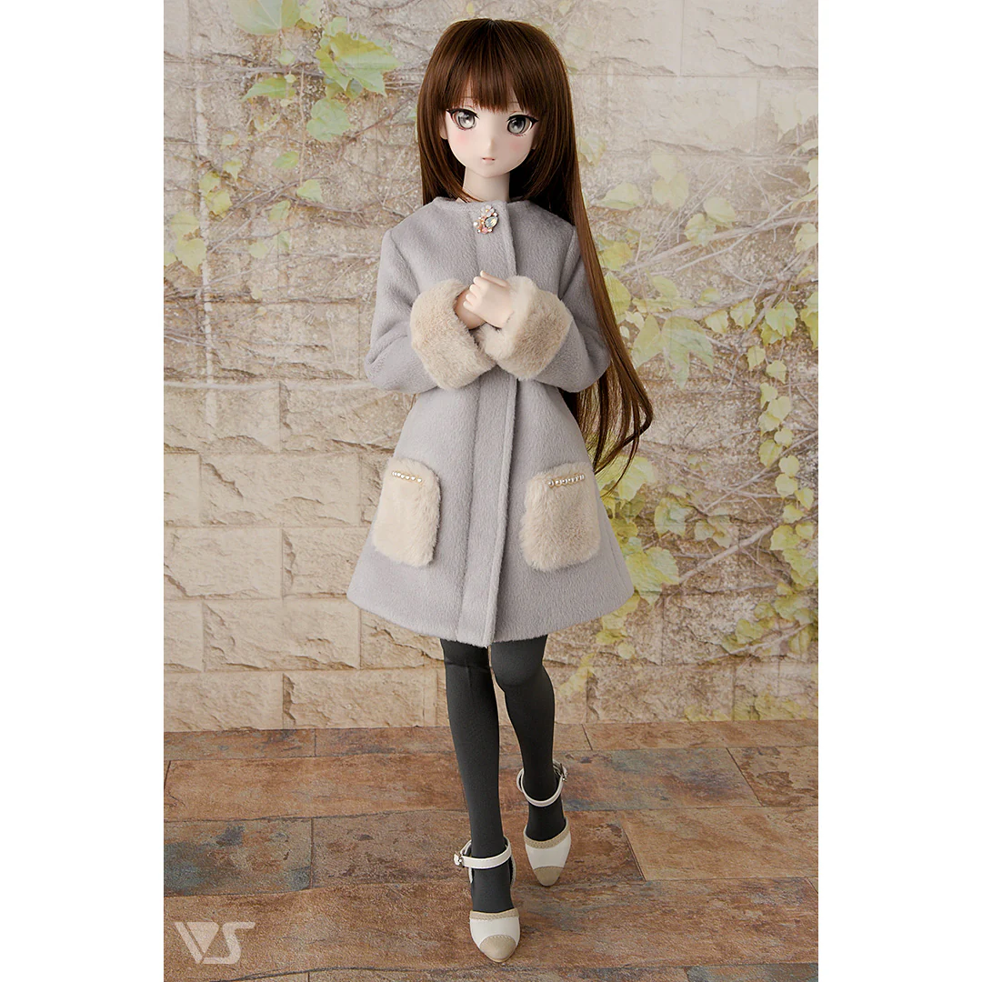 Collarless Bijou Coat (Gray) - Image 4