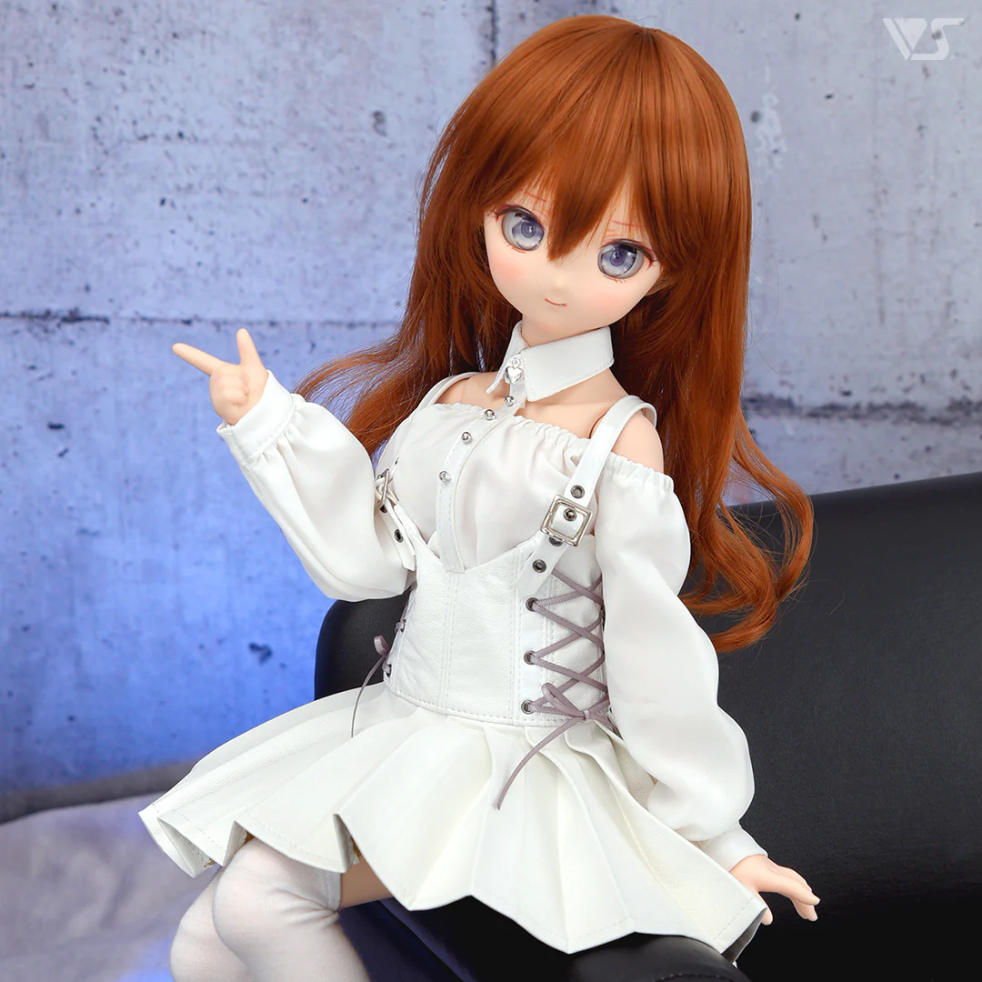 White Synthetic Leather Pinafore Dress Set / Mini - Image 4