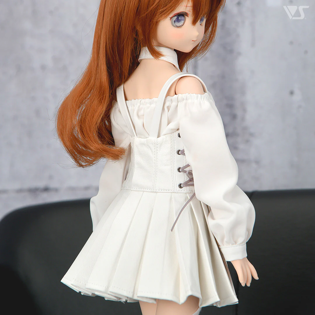 White Synthetic Leather Pinafore Dress Set / Mini - Image 5