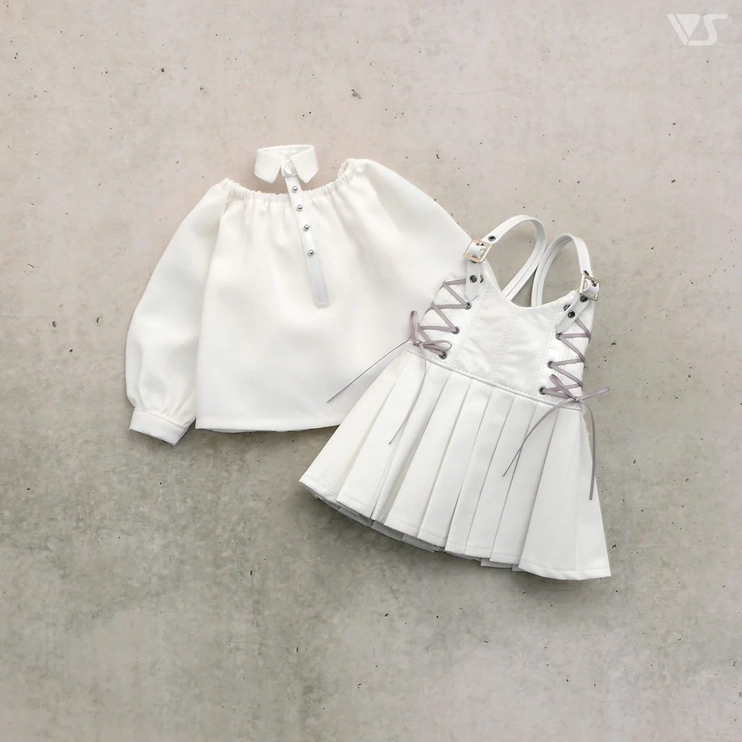 White Synthetic Leather Pinafore Dress Set / Mini - Image 6
