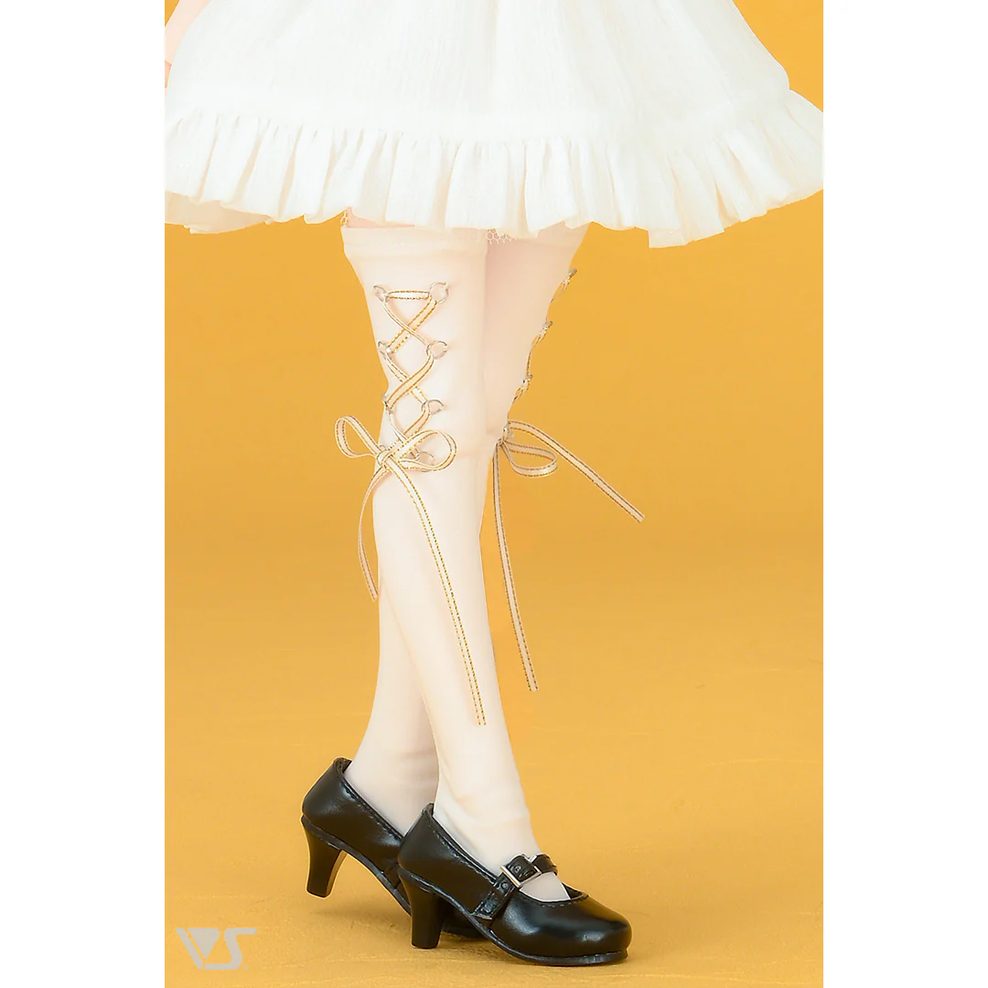SDM Lace-up Socks / Mini (White / Navy & Gold Ribbon) - Image 3