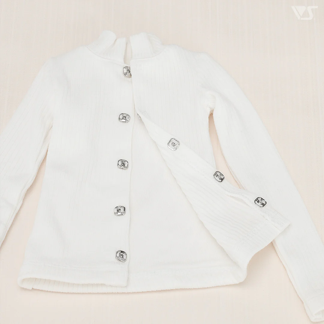 Ribbed High Neck Knit (White) - Image 3
