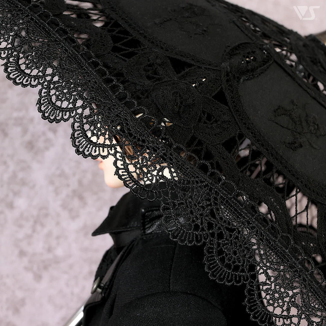 Dollfie Elegant Noir Lace Umbrella - Image 2