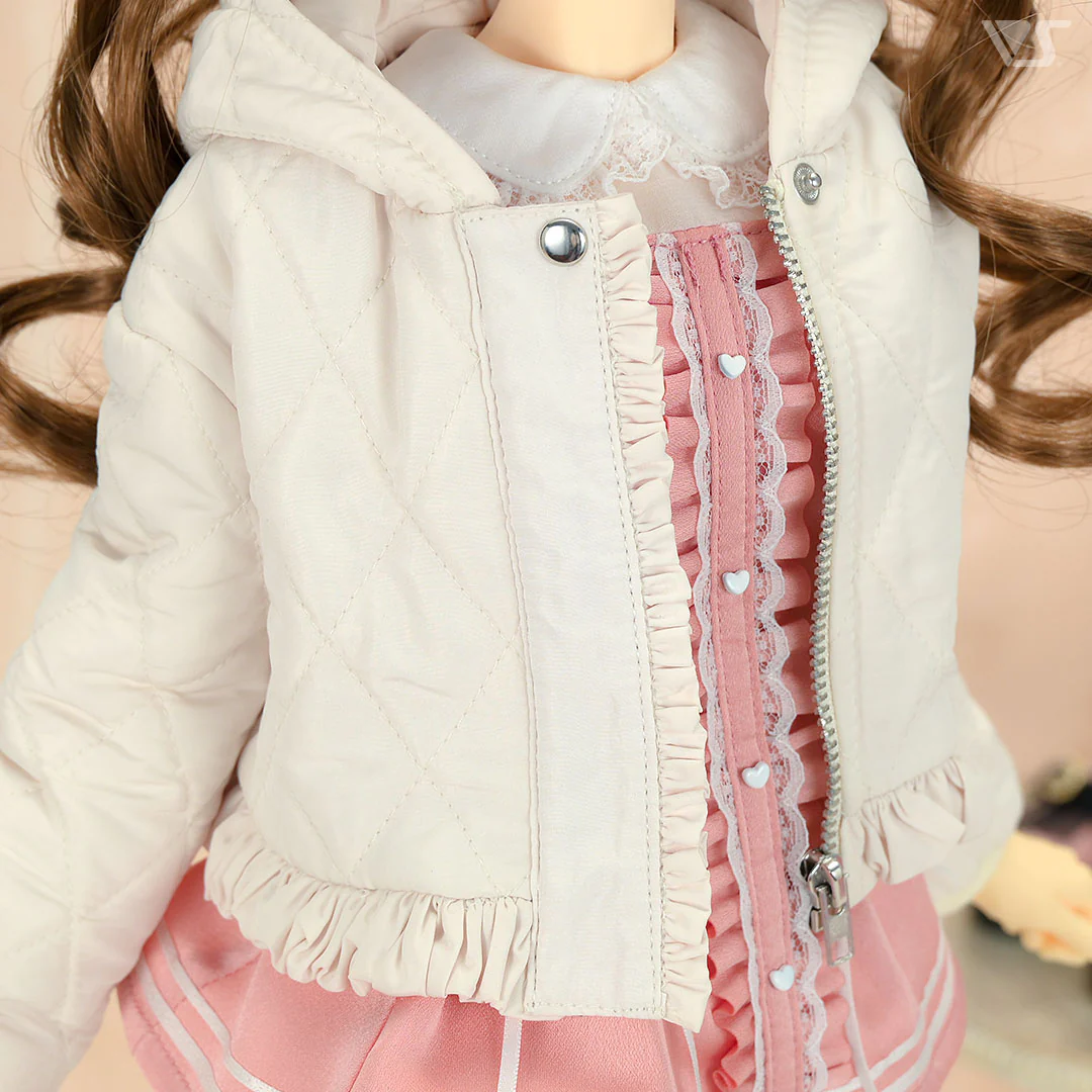Frill Short Down Coat (Ivory) - Image 3