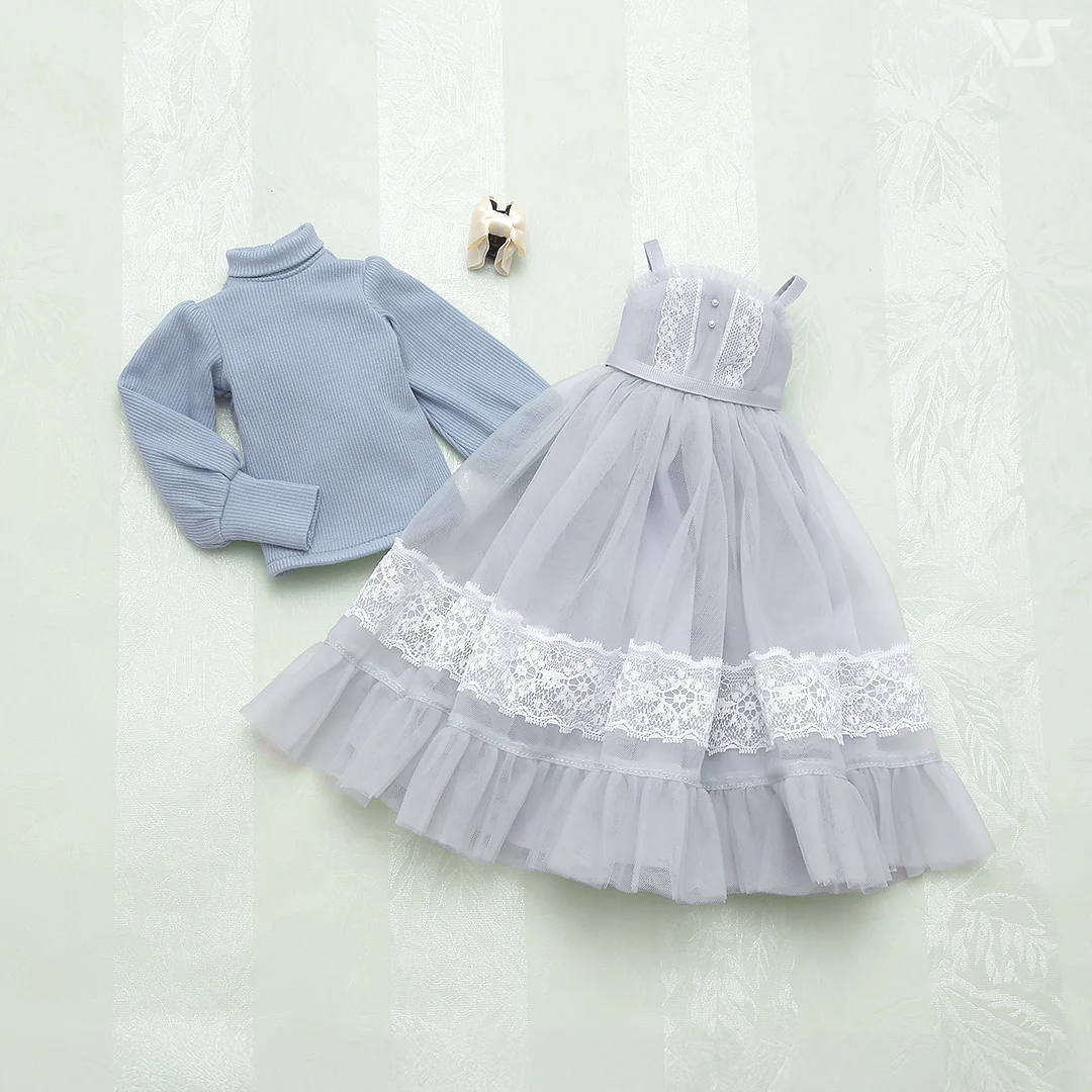 Loose Knit & Camisole Dress Set / Mini (Ice Blue) - Image 8
