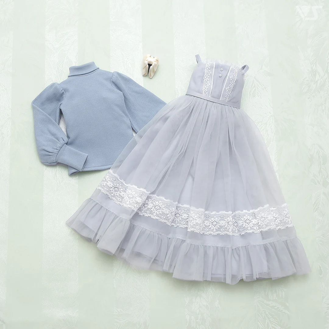 Loose Knit & Camisole Dress Set (Ice Blue) - Image 8