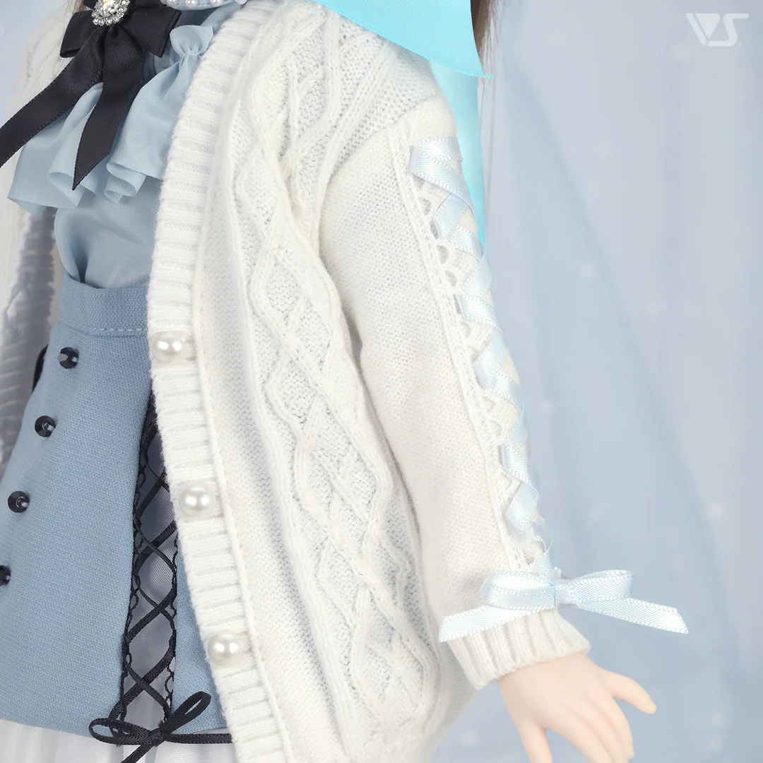 Lace-up Knit Cardigan / Mini (White) - Image 4