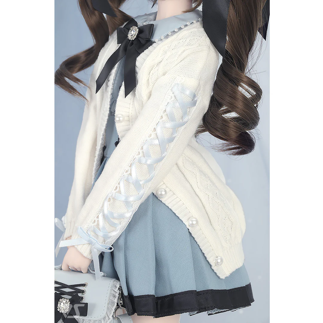 Lace-up Knit Cardigan (White) - Image 4