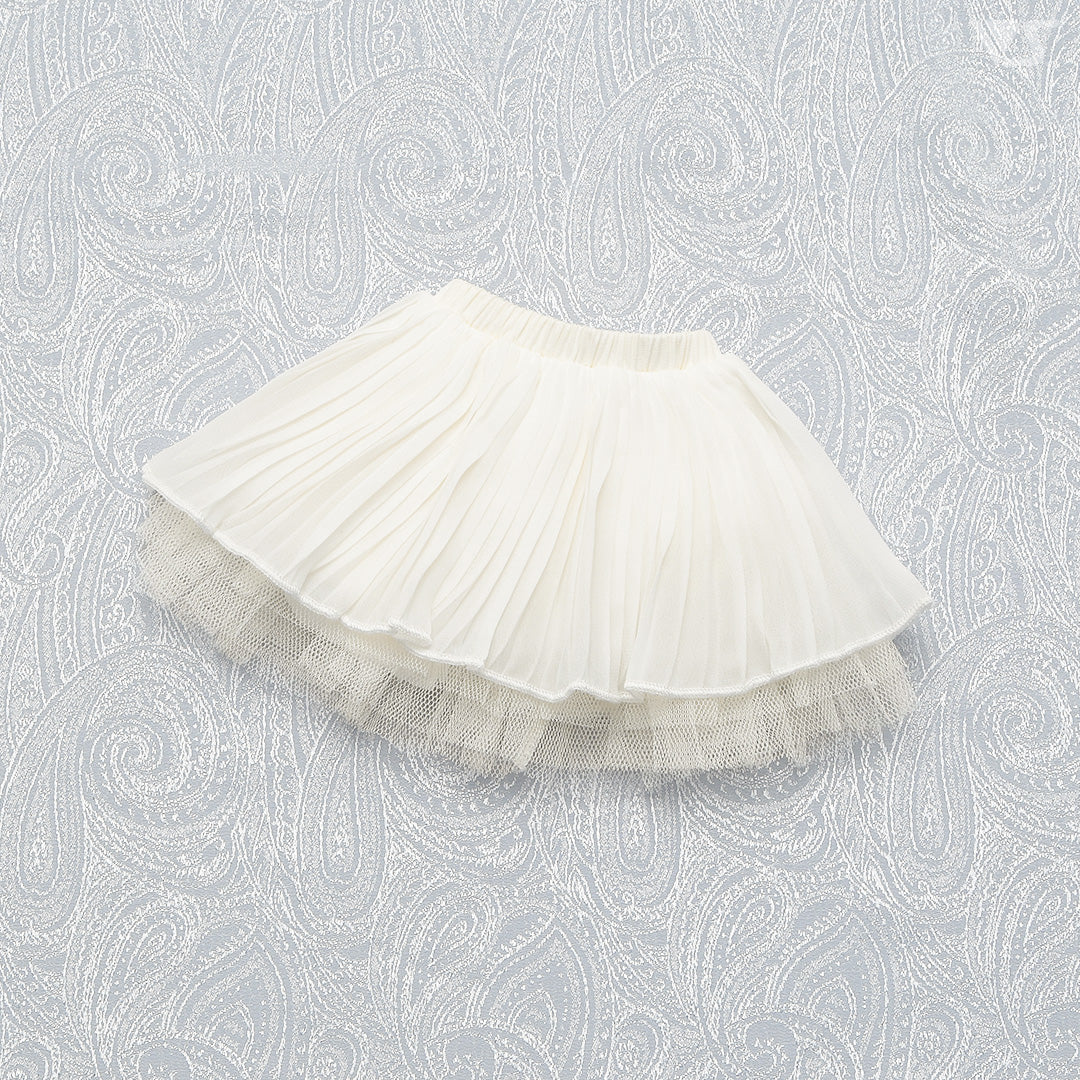 Chiffon Pleated Skirt (White)