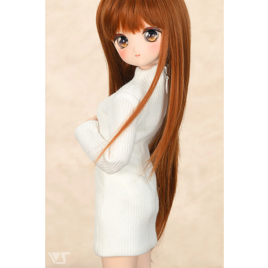 Ribbed High Neck Knit Dress / Mini (White) - Image 3
