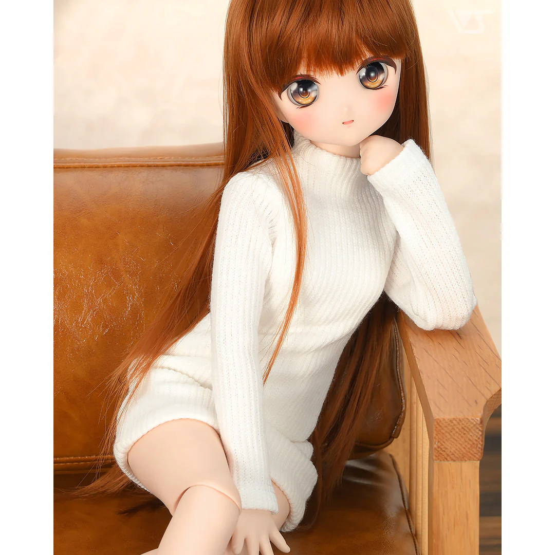 Ribbed High Neck Knit Dress / Mini (White) - Image 4