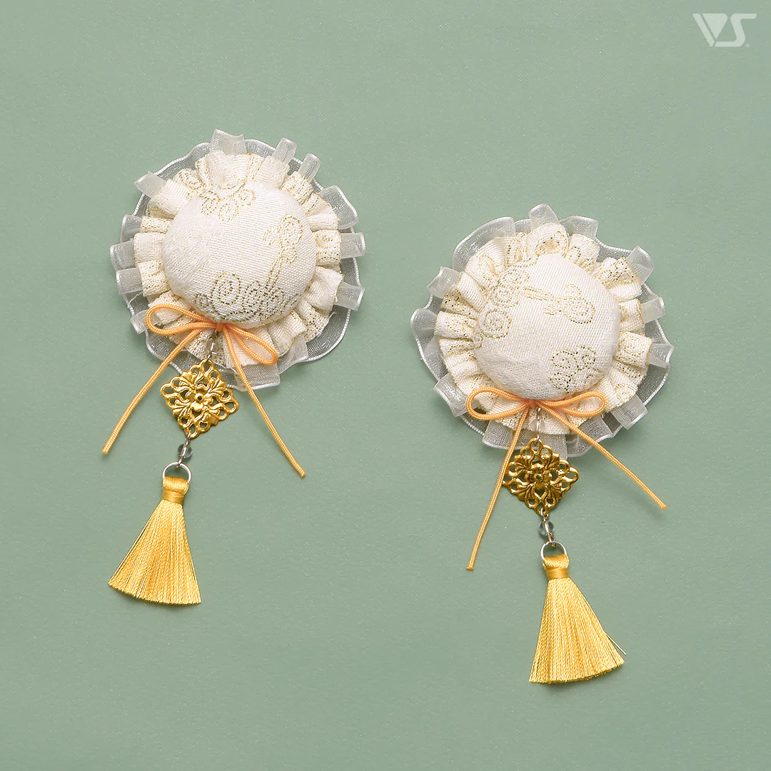 Bun Cover Clips (White / Gold)