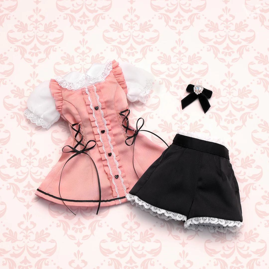 Dolly Parfait Coord Shorts Set / Chimikko & Mini (White x Pink) - Image 5